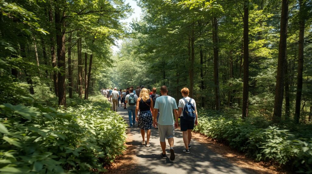 pic personnes en train de marcher en foret 1